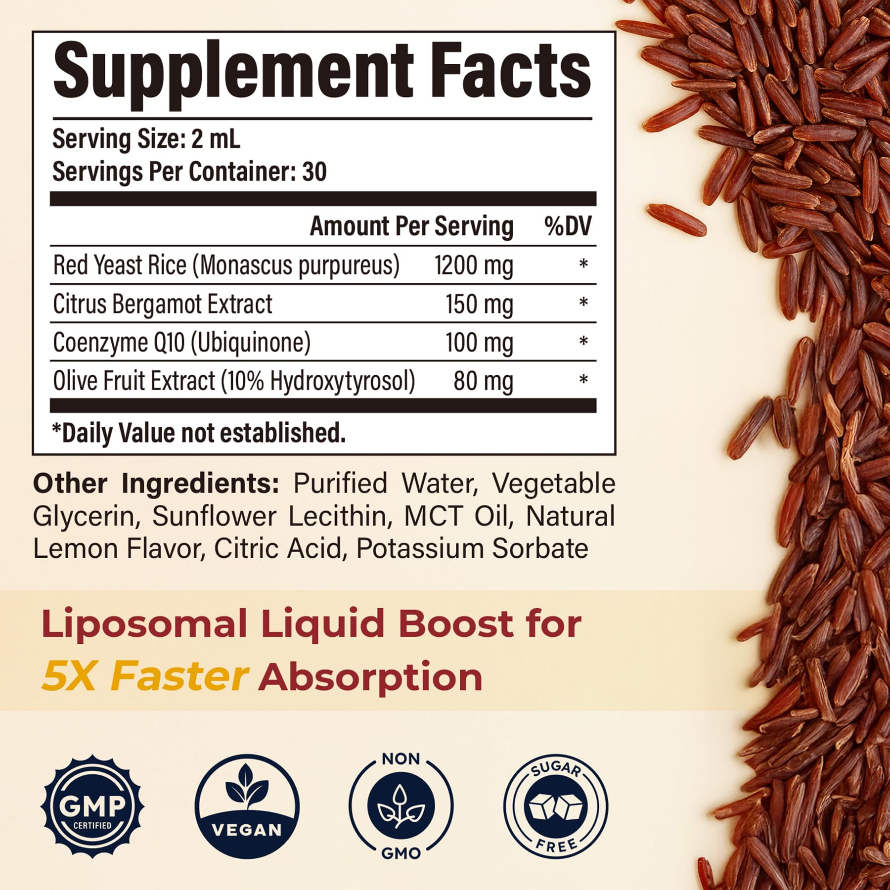 VEGETUSMAX Red Yeast Rice CoQ10 Liquid Drops bottle with label