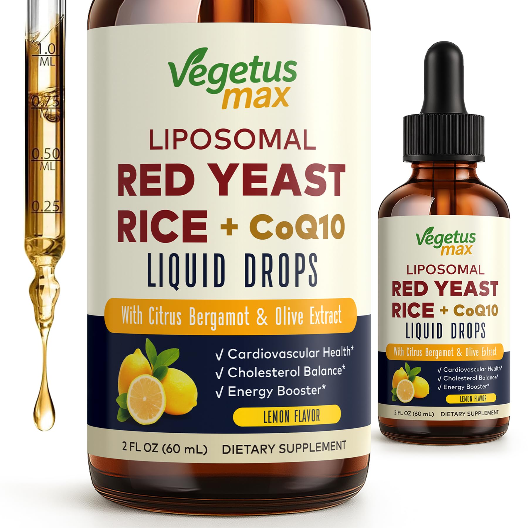 VEGETUSMAX Red Yeast Rice CoQ10 Liquid Drops front view