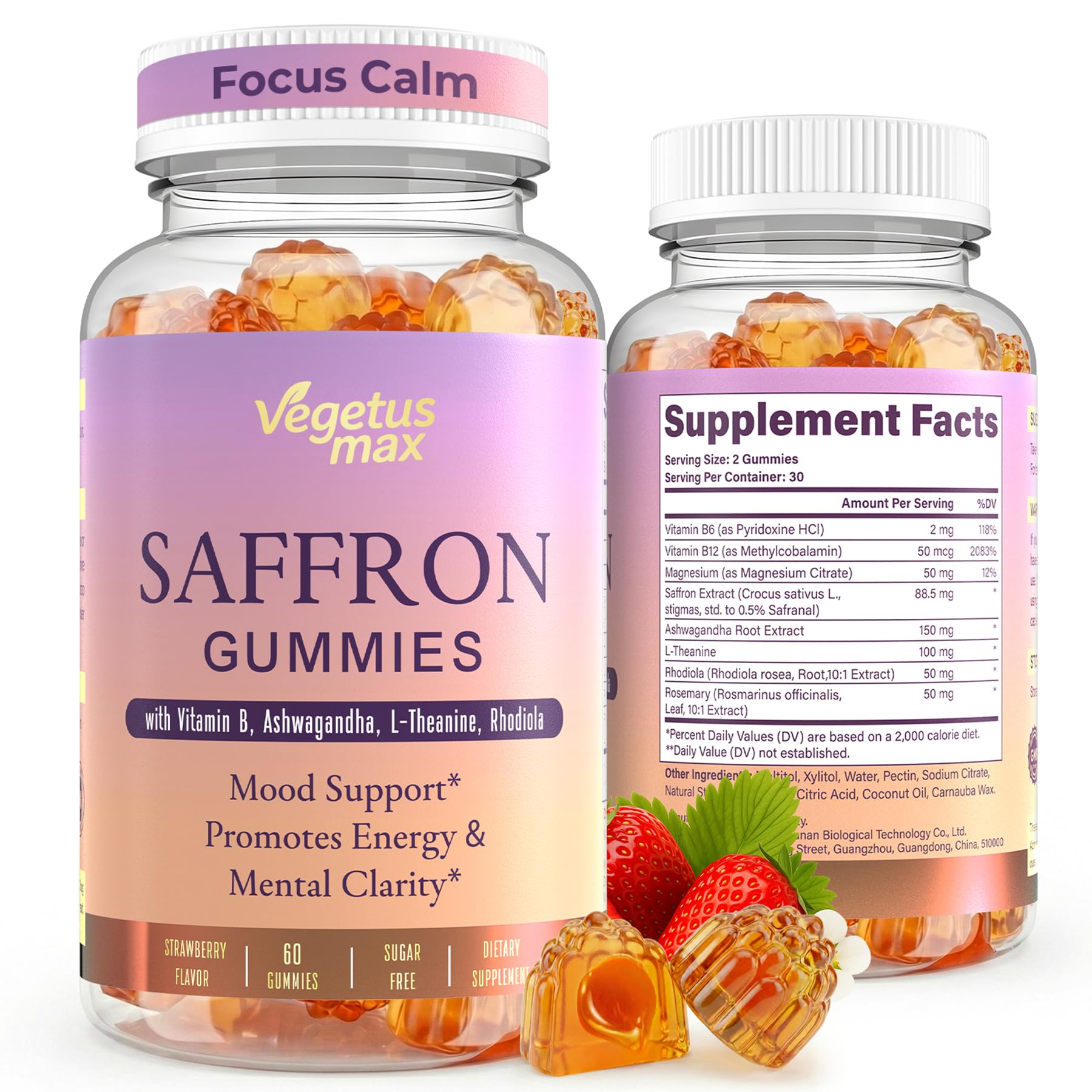 VEGETUSMAX Saffron Gummies front view with packaging