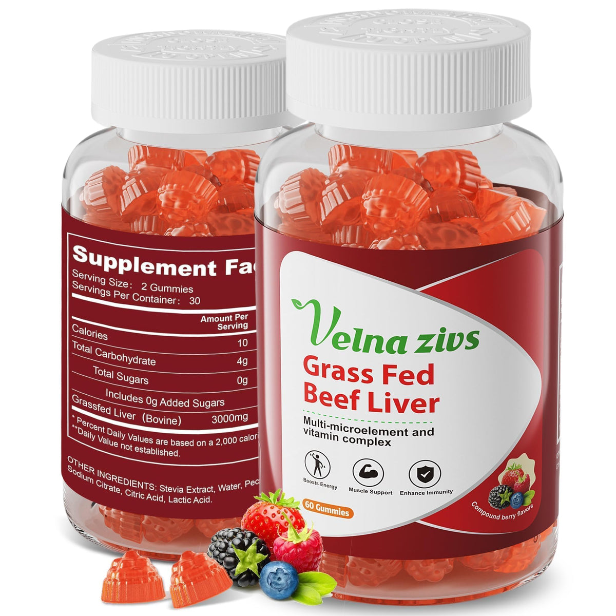 Velna zivs Beef Liver Gummies bottle front view