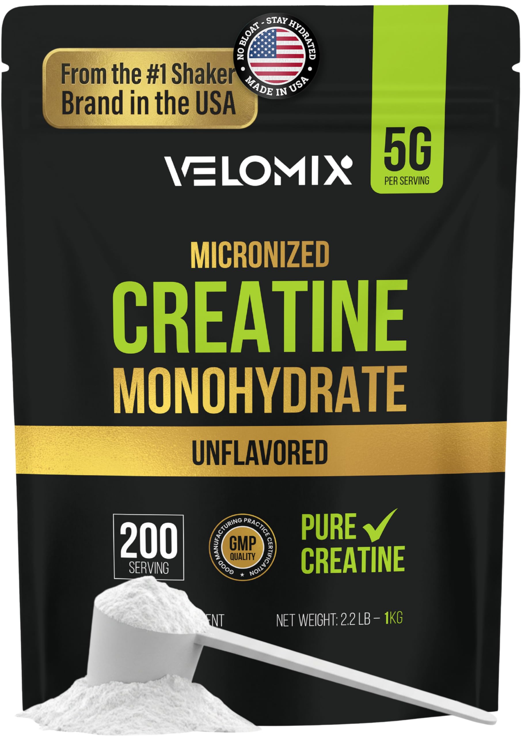 VELOMIX Creatine Monohydrate Powder 1000g front view