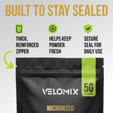VELOMIX Creatine Monohydrate Powder on a kitchen counter