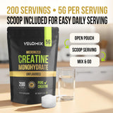 VELOMIX Creatine Monohydrate Powder with workout gear