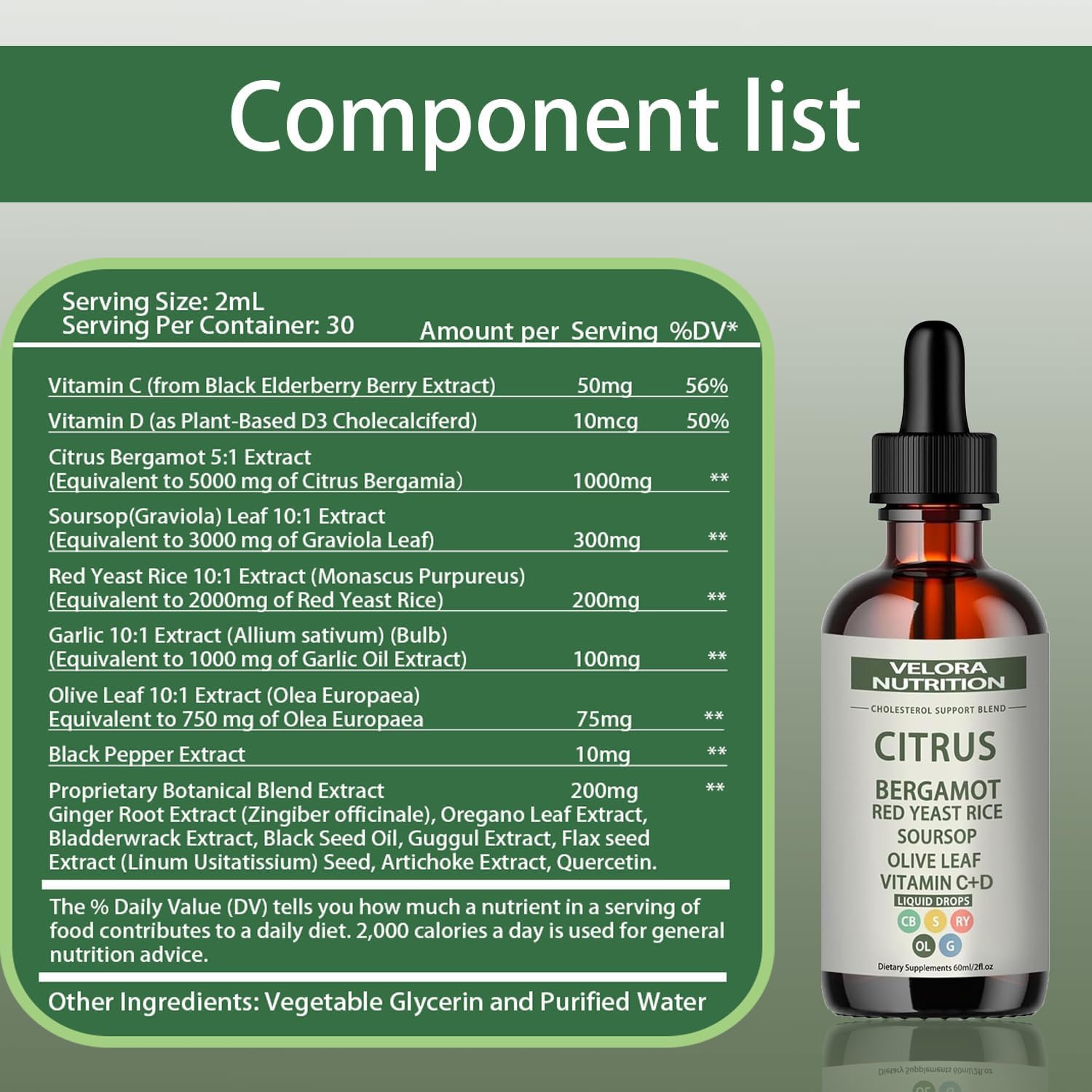 velora Red Yeast Rice supplement liquid in a measuring spoon