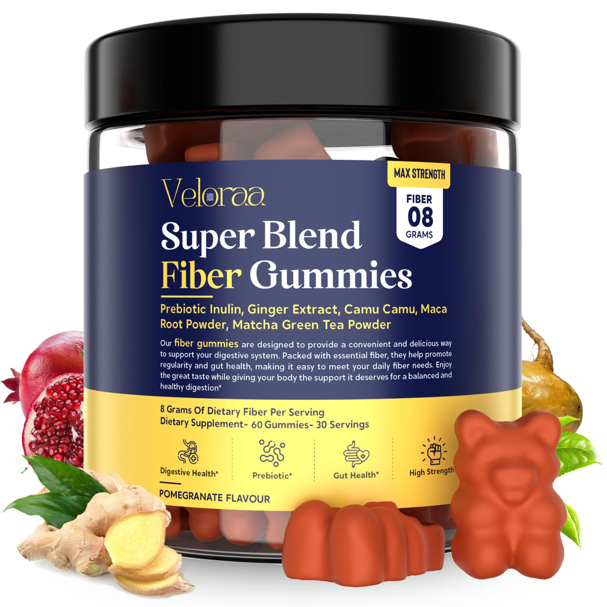 Veloraa Fiber Gummies 60 count packaging front view