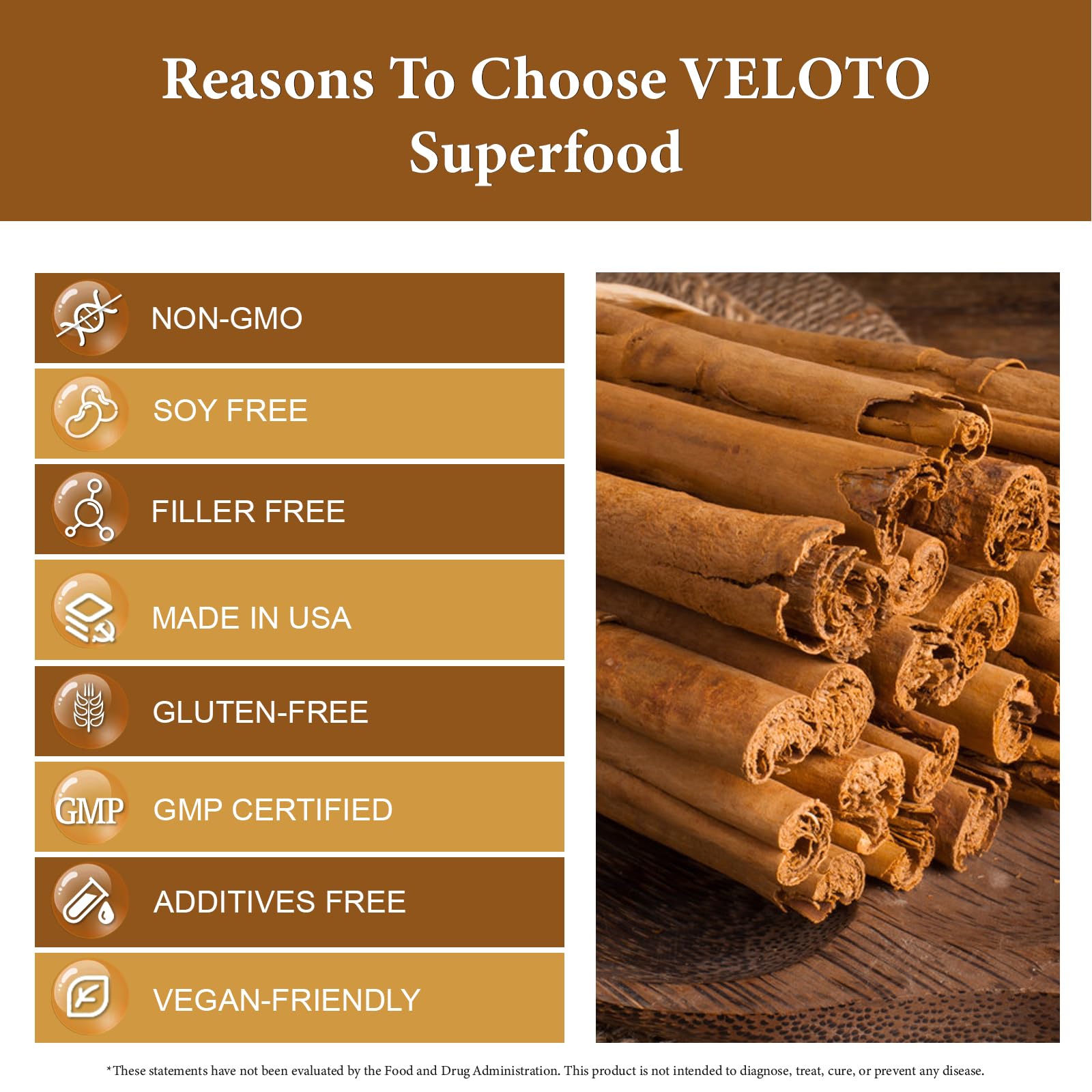 VELOTO Organic Ceylon Cinnamon Powder in a baking scene