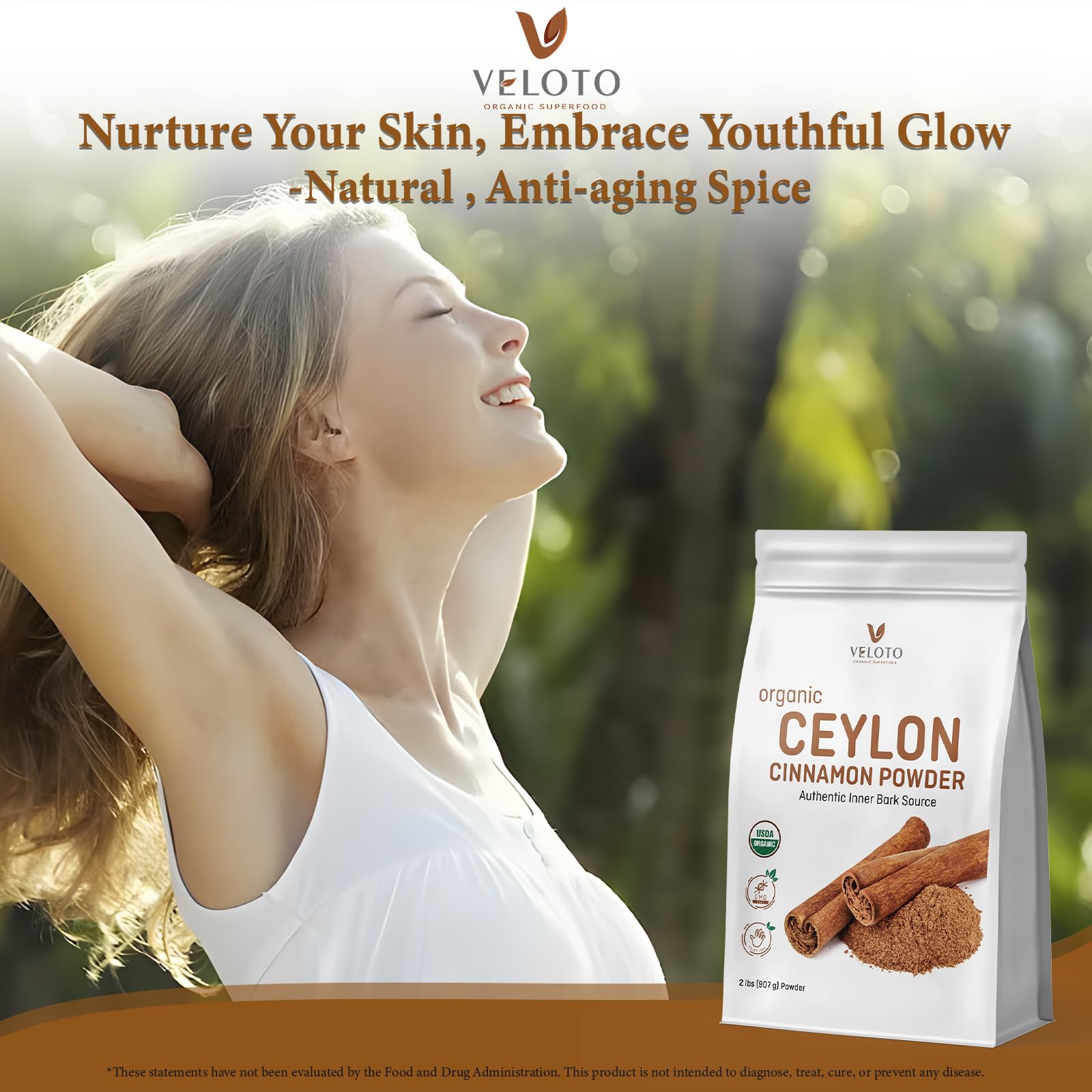 VELOTO Organic Ceylon Cinnamon Powder in oatmeal