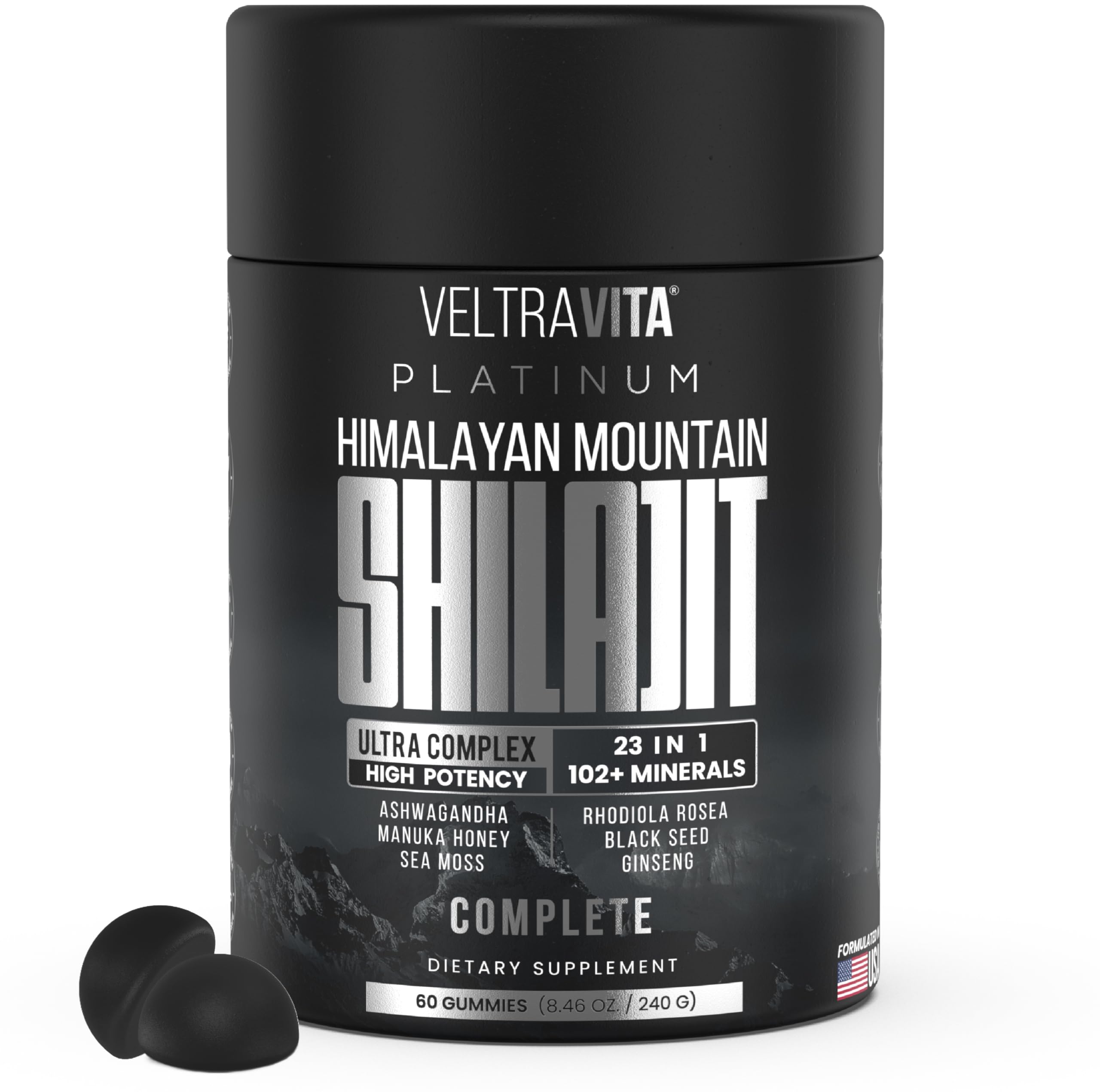 VeltraVita Himalayan Shilajit Gummies front view packaging