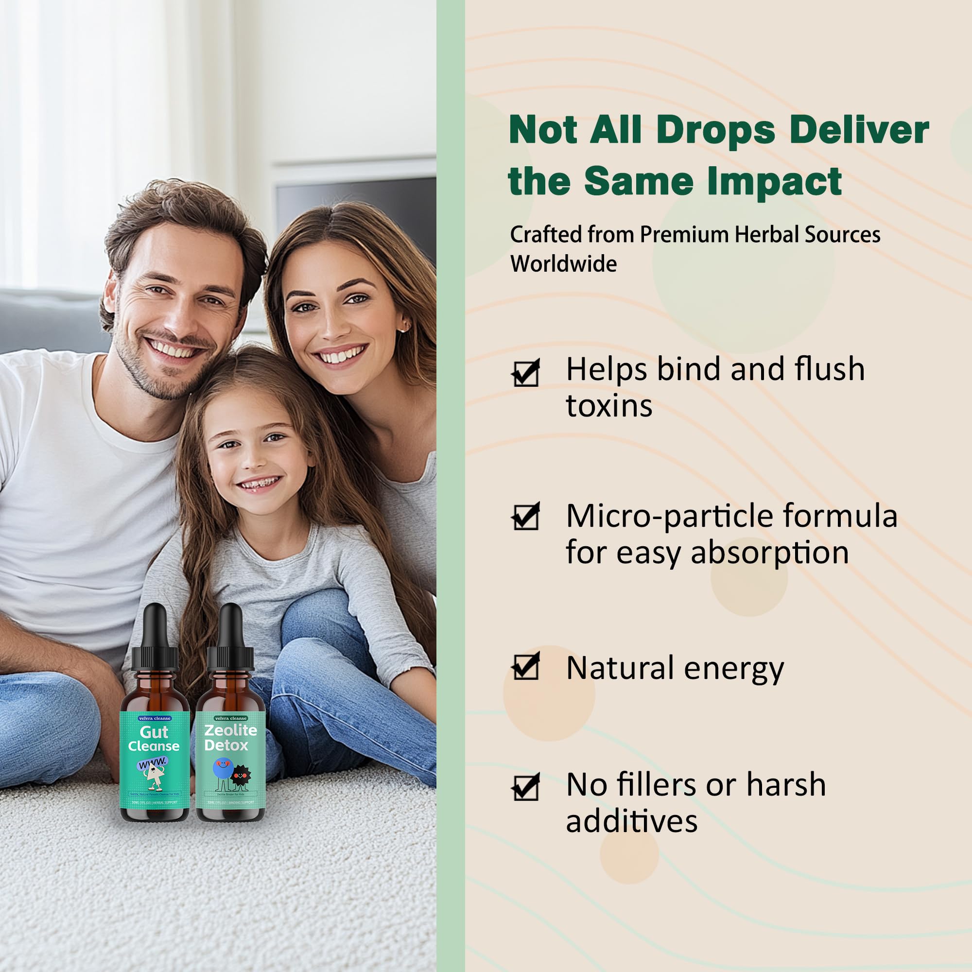 Velvra Cleanse Intestinal Support Drops 190g with measuring dropper