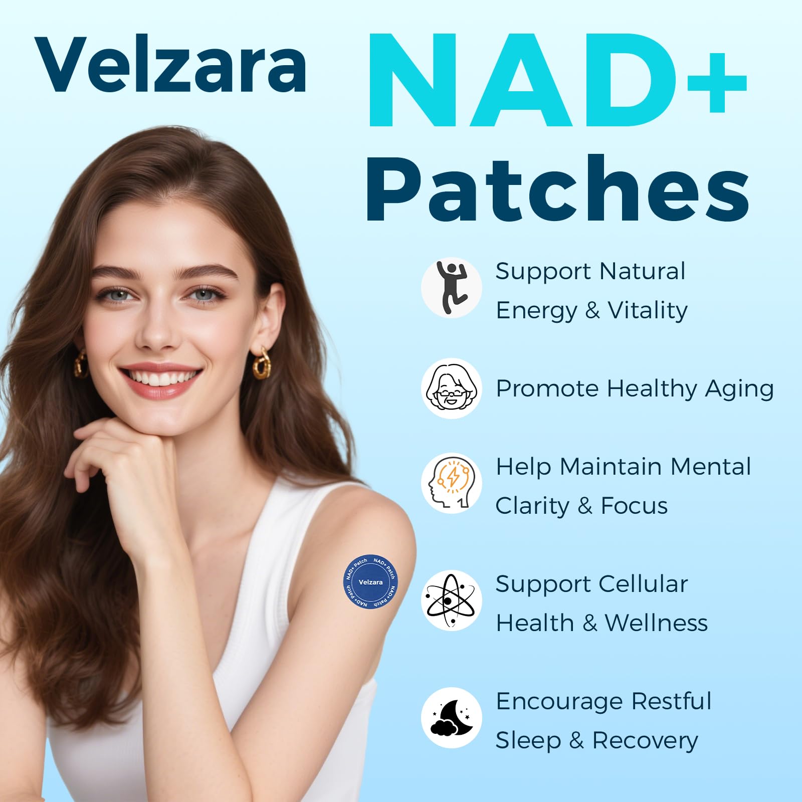Velzara Resveratrol Patches displayed on a flat surface