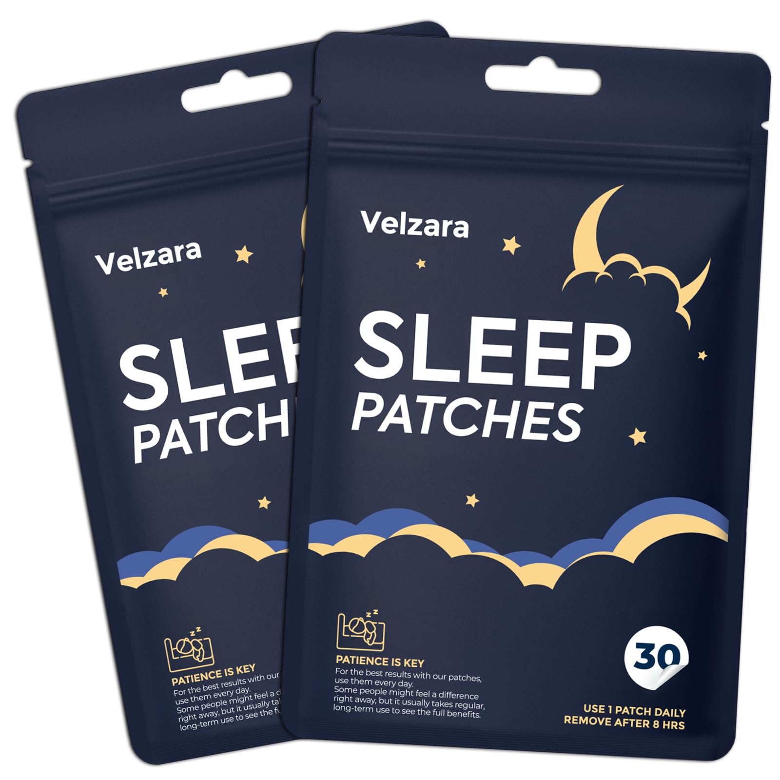 Velzara Sleep Patches front view with botanical design