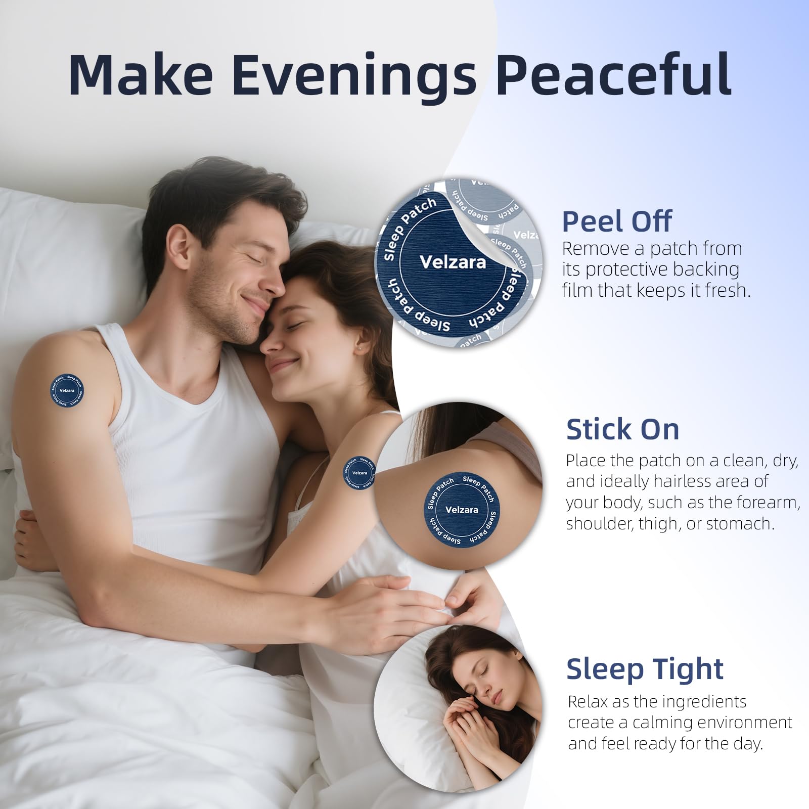 Velzara Sleep Supplement 18g lifestyle scene with evening setup