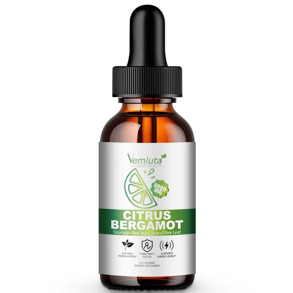 Vemluta Citrus Bergamot Liquid Drops 5000mg front view