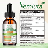 Vemluta Liposomal Glutathione 3000mg liquid supplement bottle side view