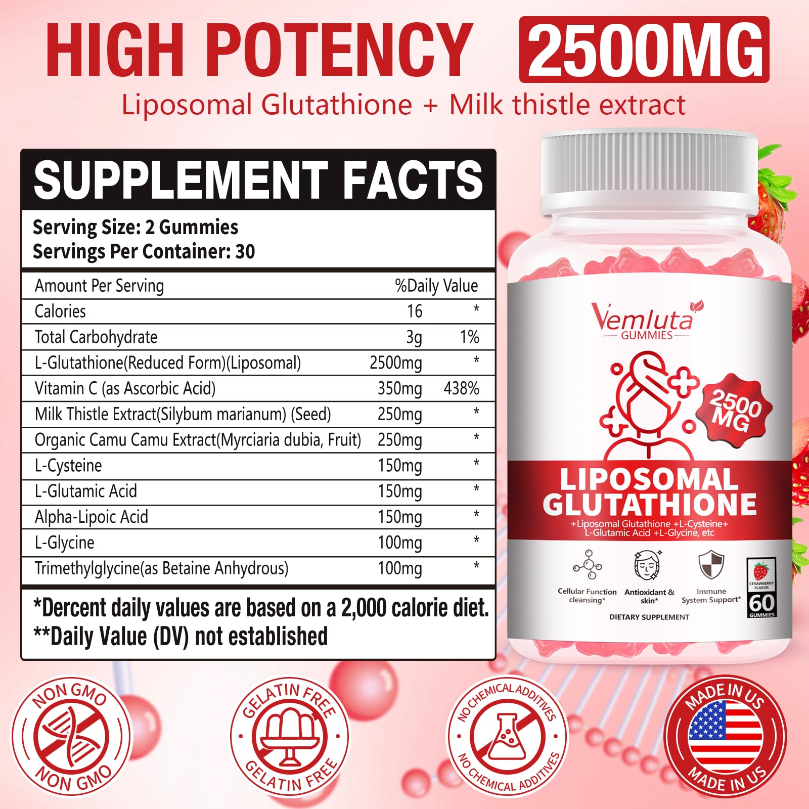 Vemluta Liposomal Glutathione Gummies packaging