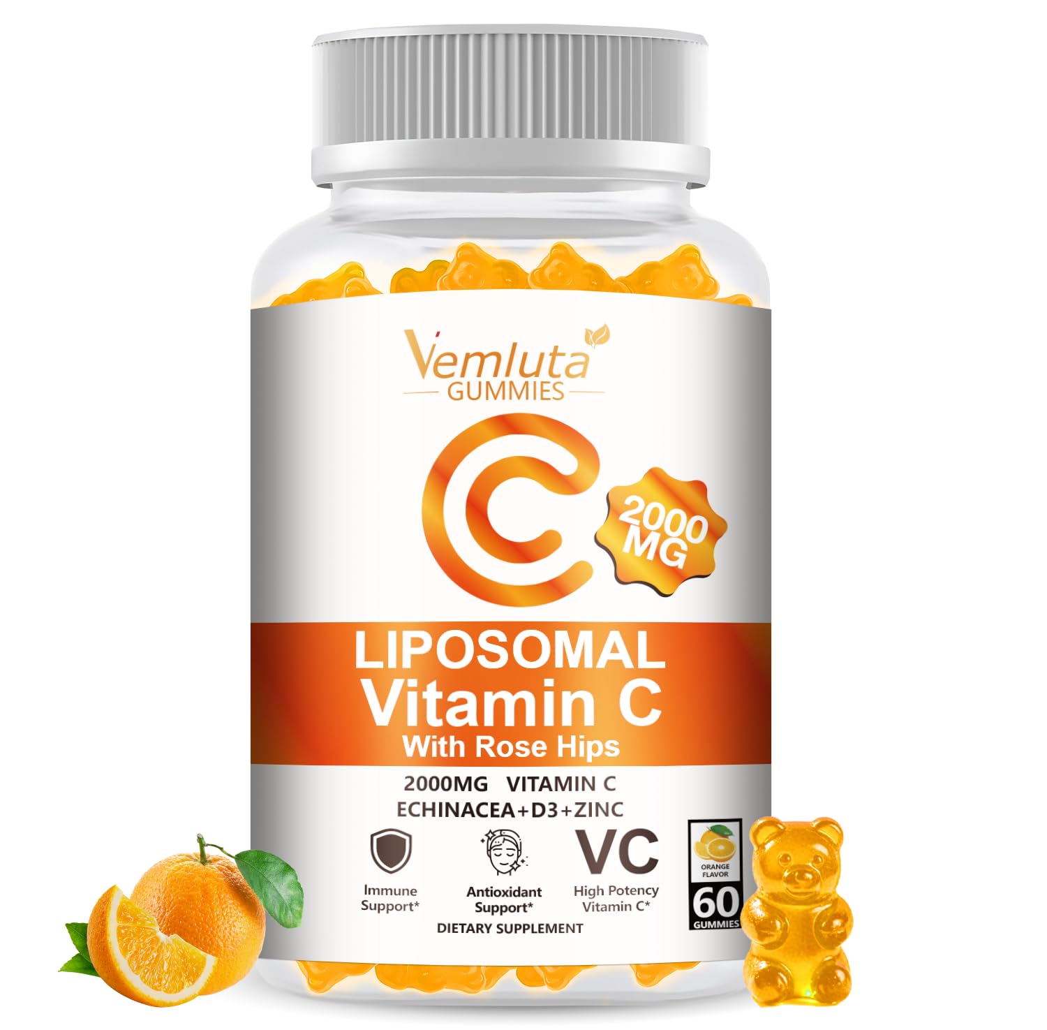 Vemluta Liposomal Vitamin C Gummies 2000MG front view