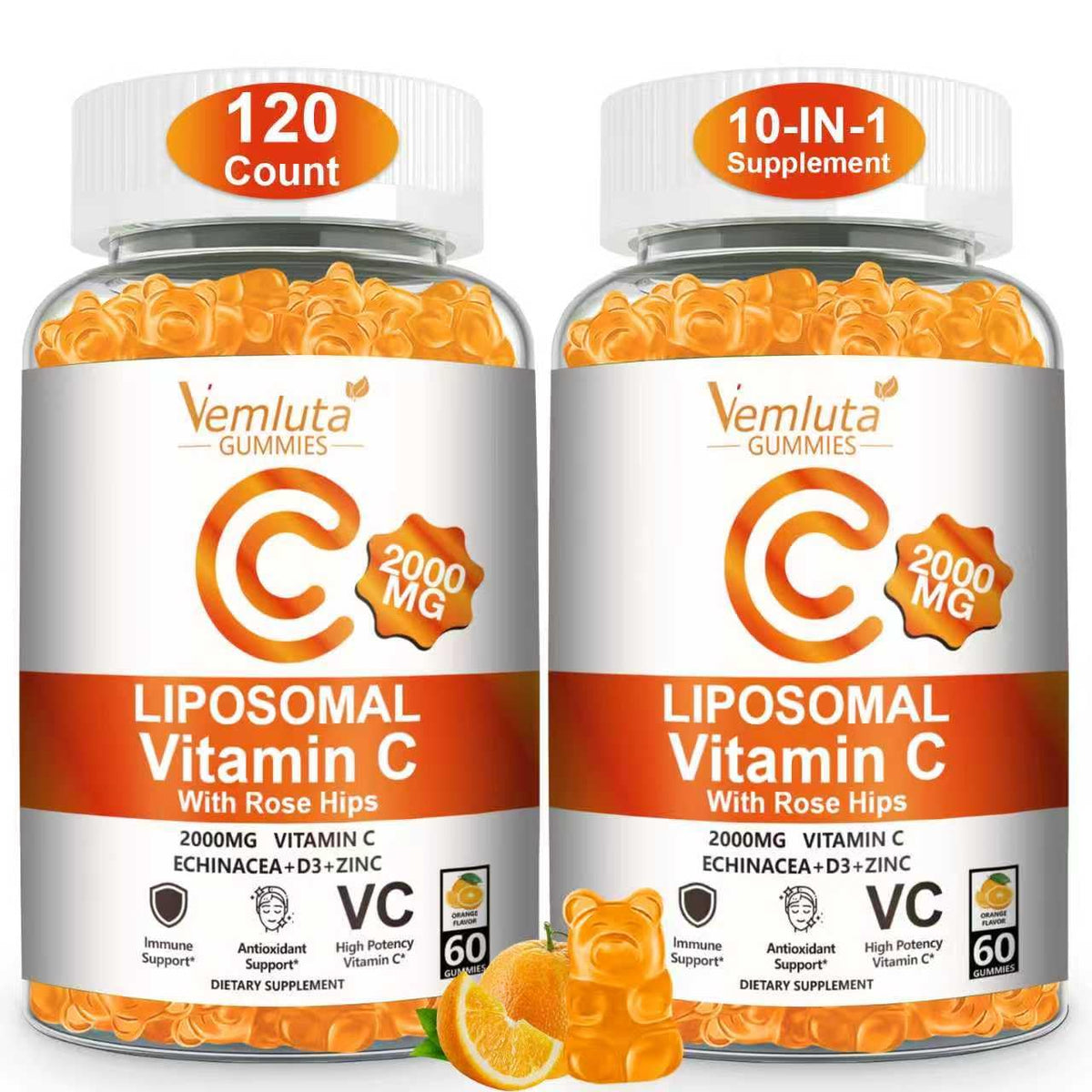 Vemluta Liposomal Vitamin C Gummies 2000MG front view