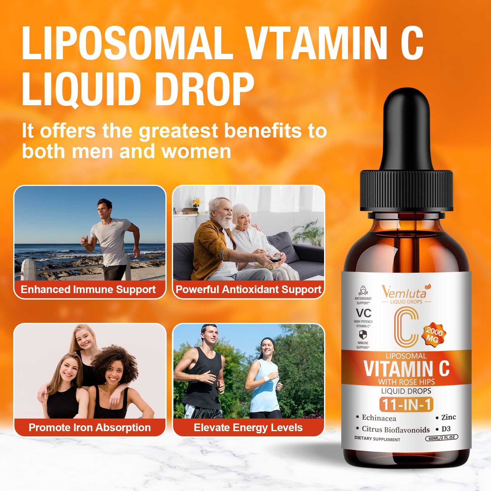 Vemluta Liposomal Vitamin C Liquid Drops 2000mg with dropper