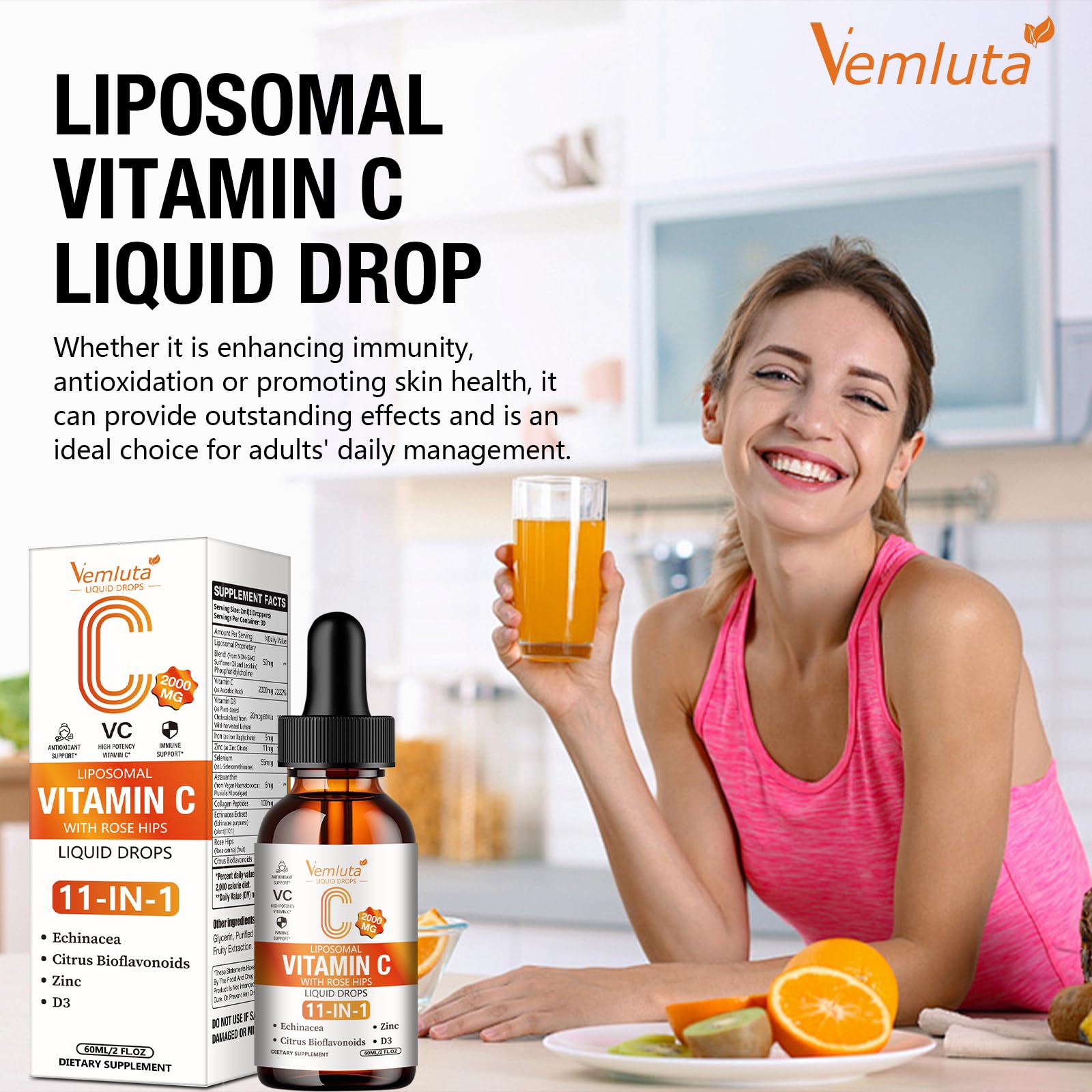 Vemluta Liposomal Vitamin C Liquid Drops dropper close-up