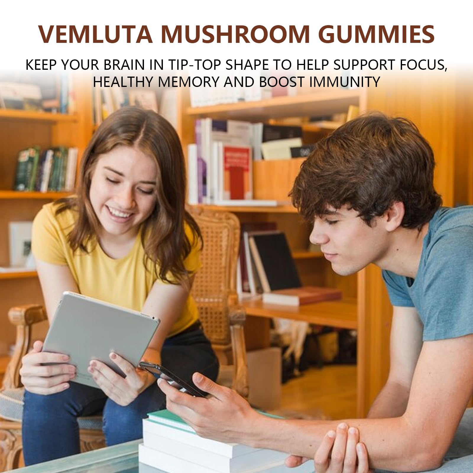 Vemluta Mushroom Gummies 5000MG back view of packaging