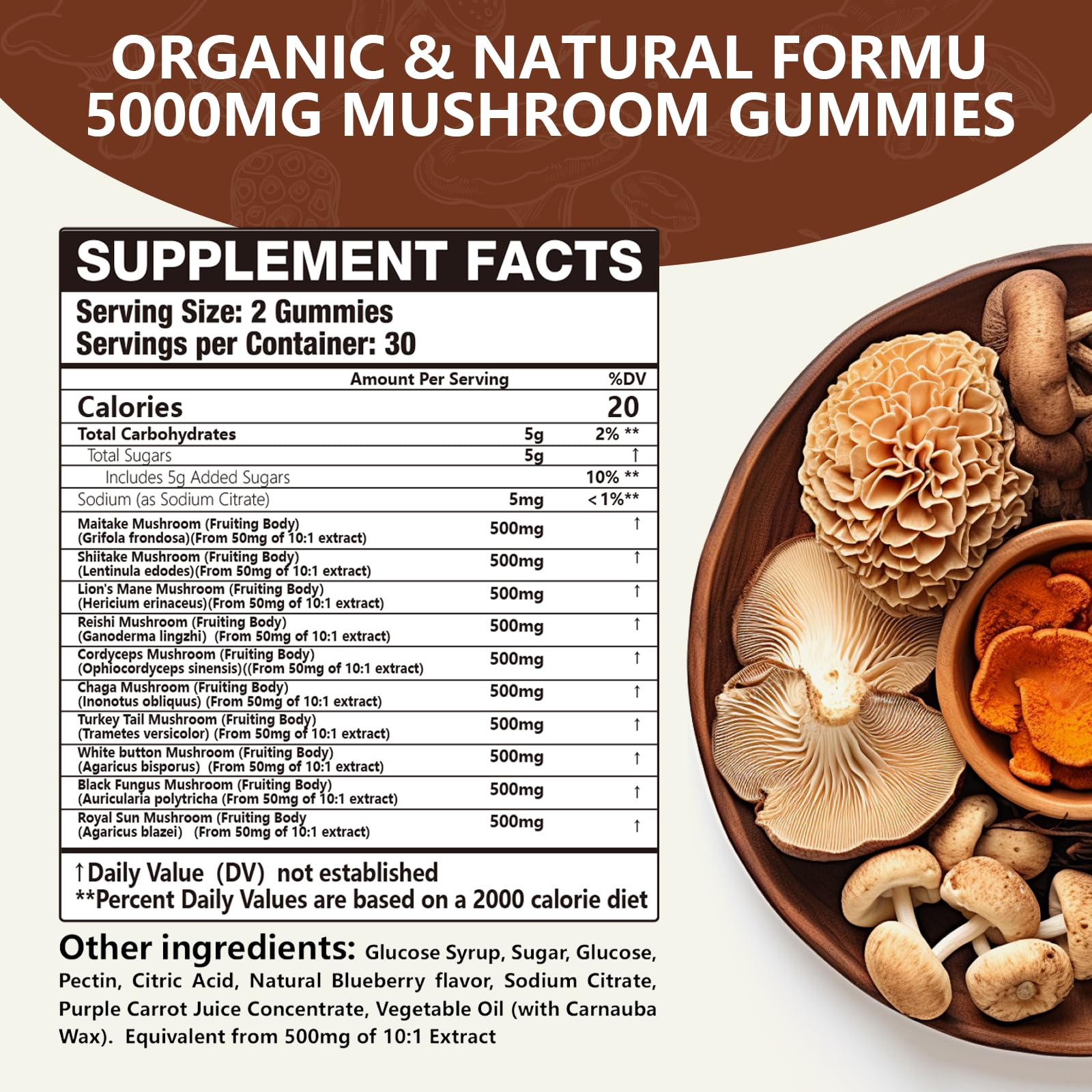 Vemluta Mushroom Gummies 5000MG close-up of gummies