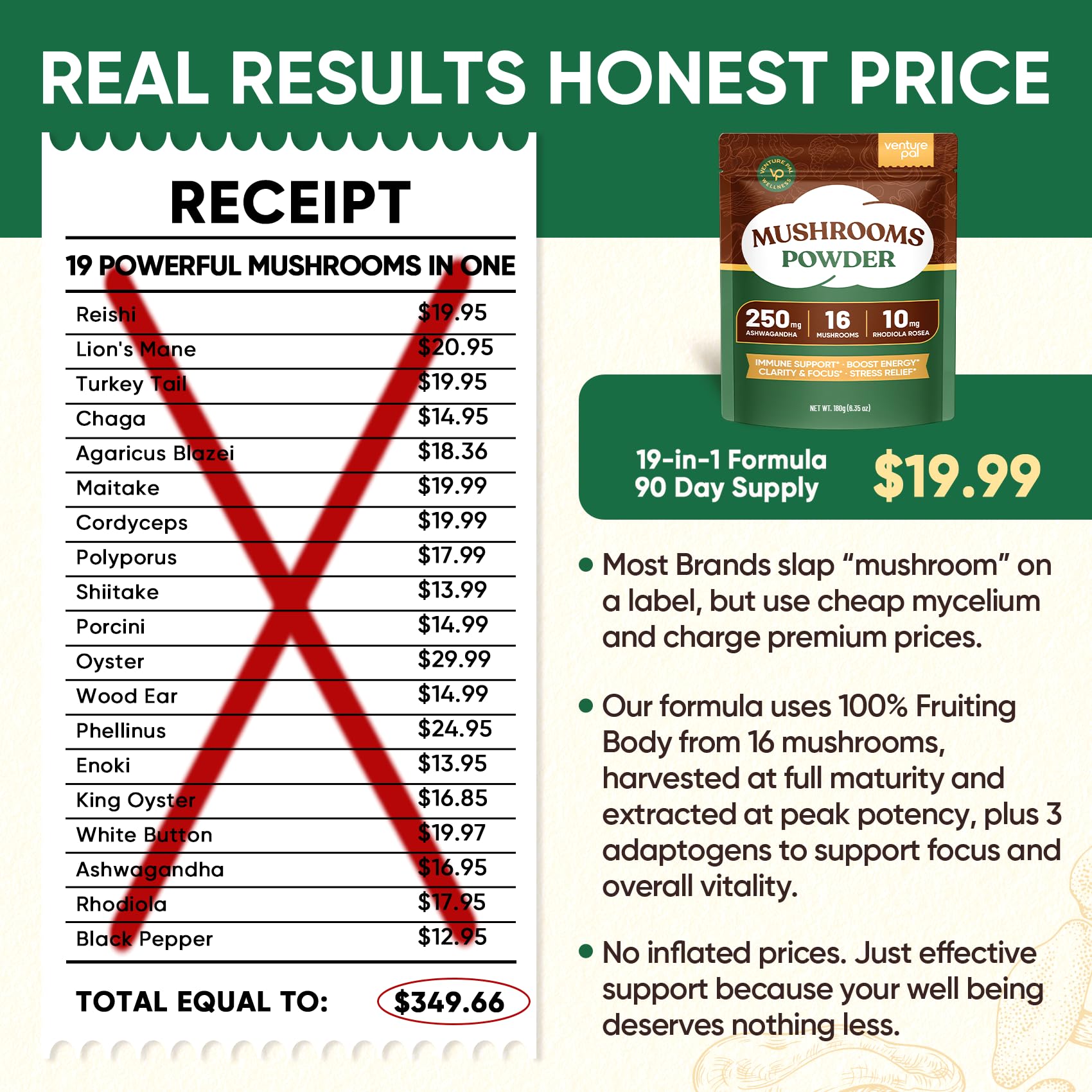 Venture Pal 16-Mushroom Powder nutritional information