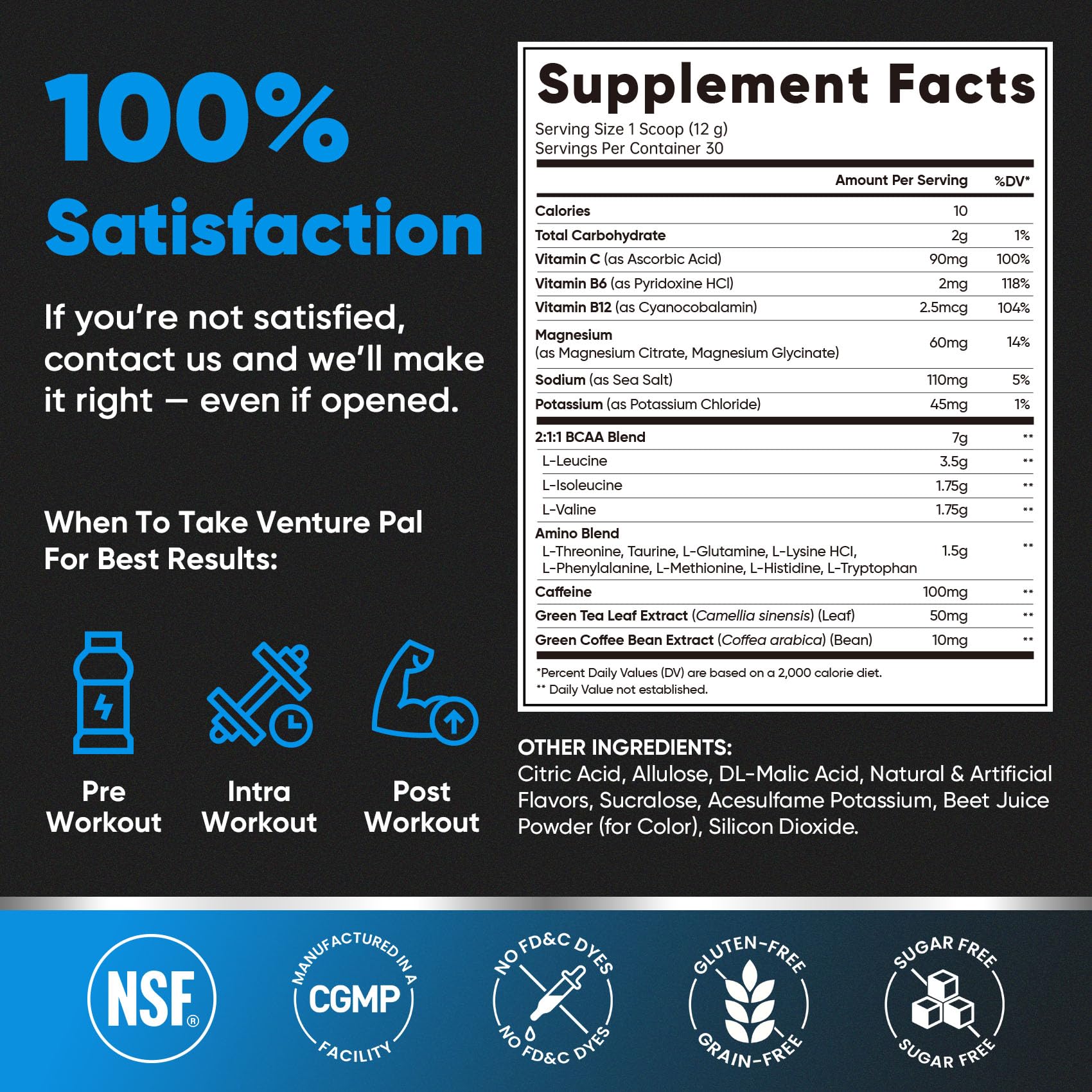 Venture Pal EAA Amino Acid Supplement 360g displayed with fitness gear