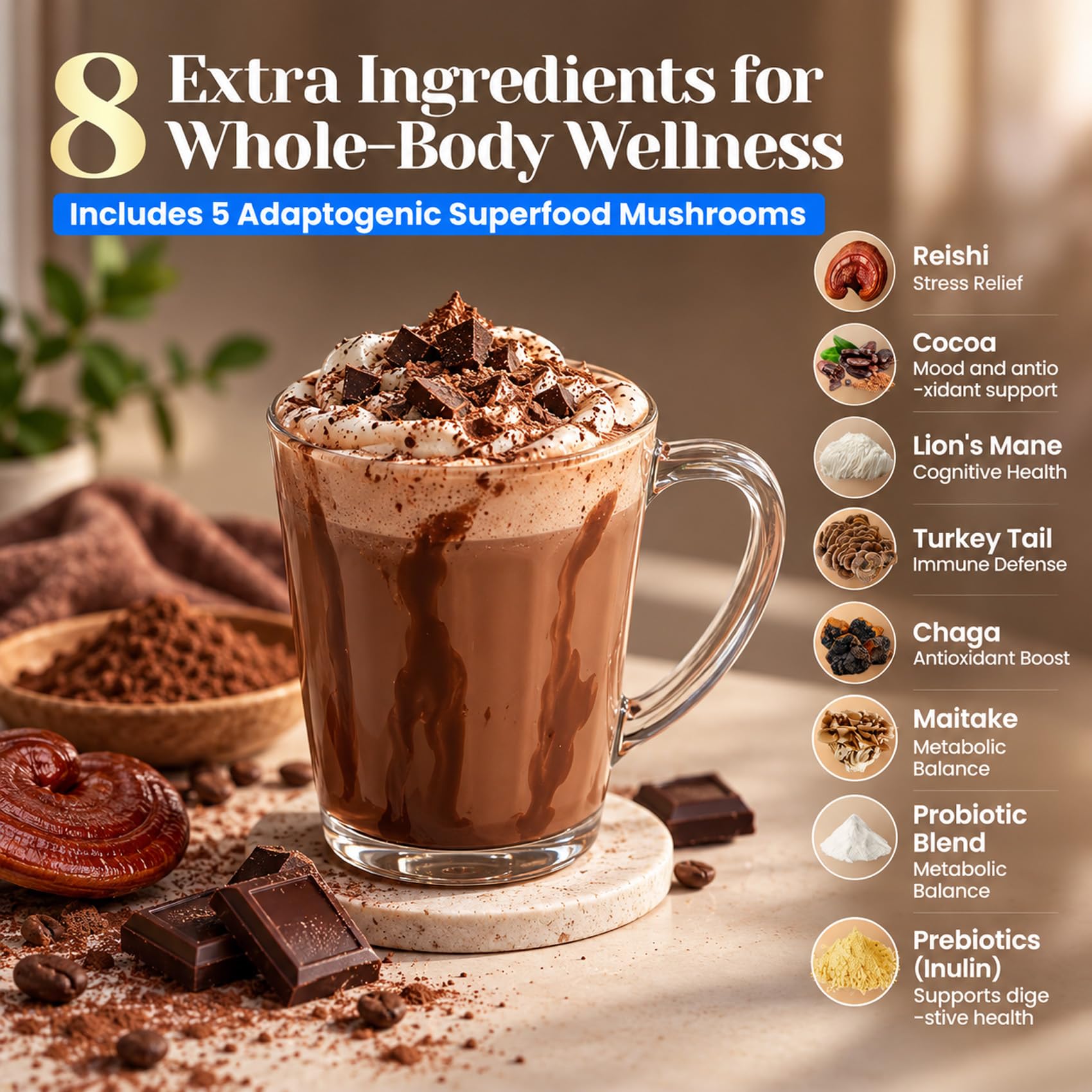 Venture Pal Hot Cocoa with Mushrooms lifestyle scene with warm drink