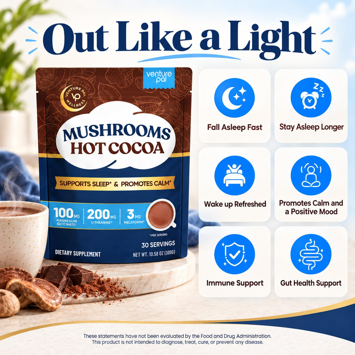 Venture Pal Mushroom Cocoa Powder front view packaging
