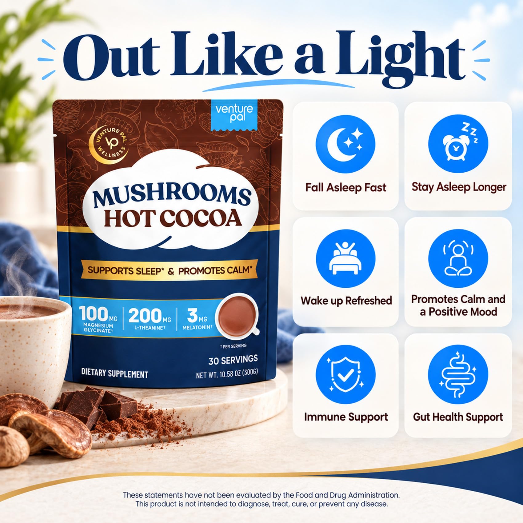 Venture Pal Mushroom Cocoa Powder front view packaging