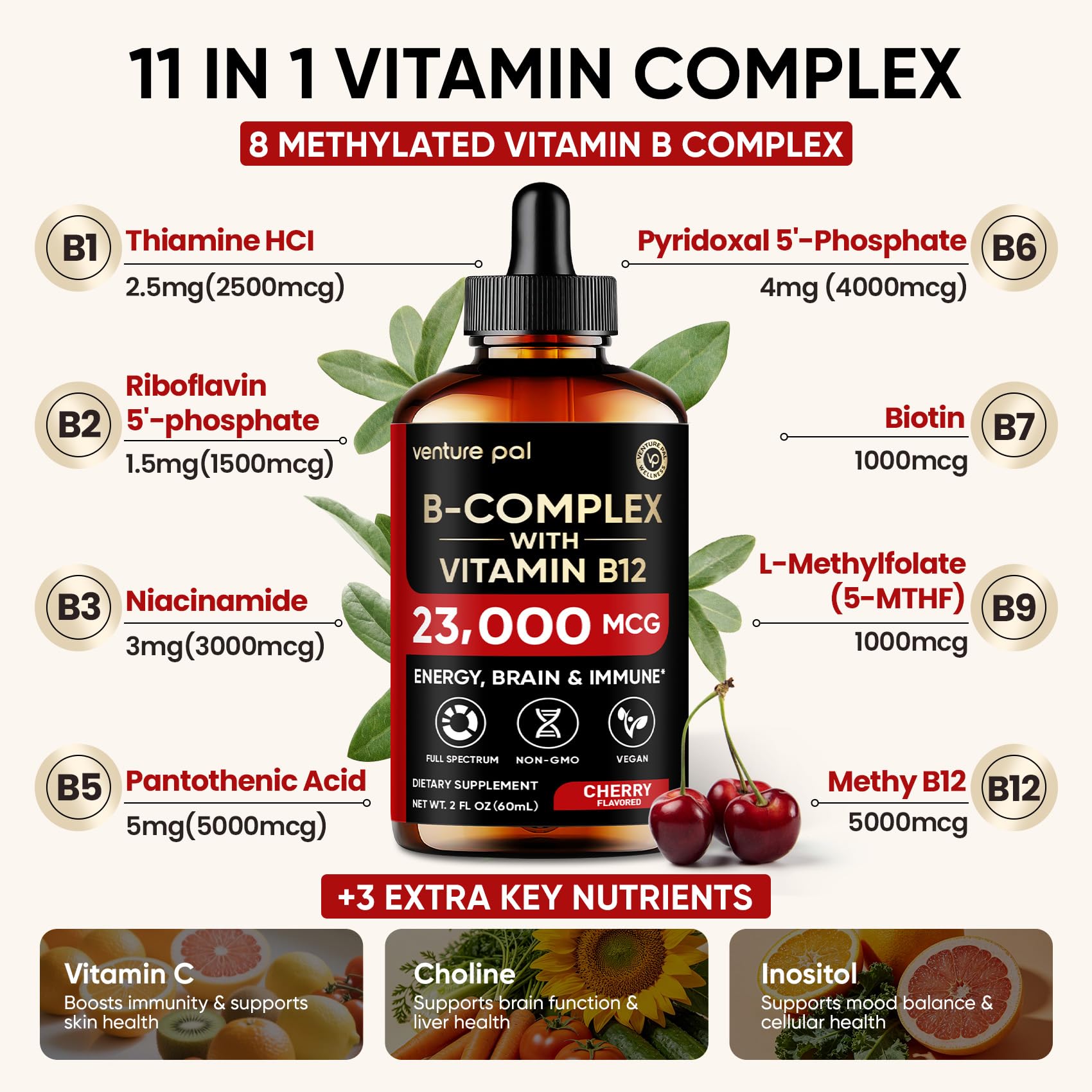 Venture Pal Vitamin B Complex Liquid Drops label close-up