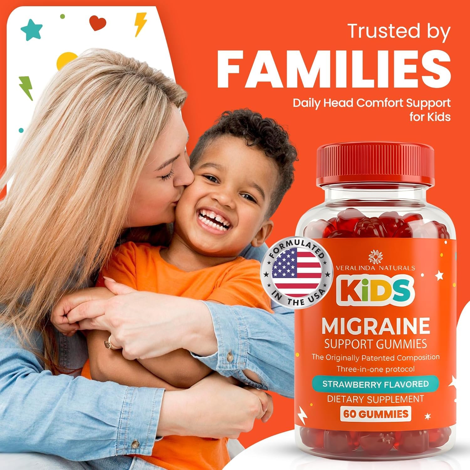 Veralinda Naturals Kids Riboflavin Gummies 200mg with a measuring spoon