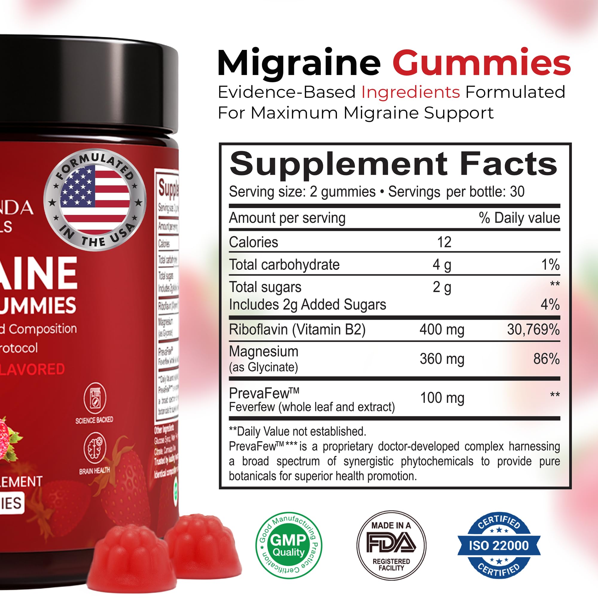 Veralinda Naturals Riboflavin Gummies 400mg side view