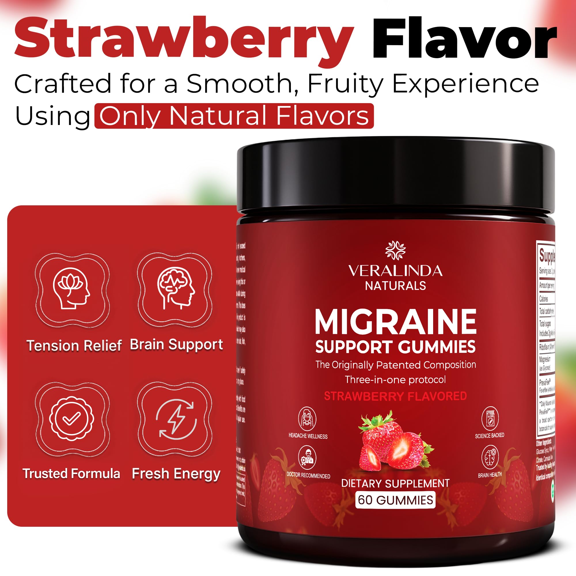 Veralinda Naturals Riboflavin Gummies 400mg with a measuring spoon