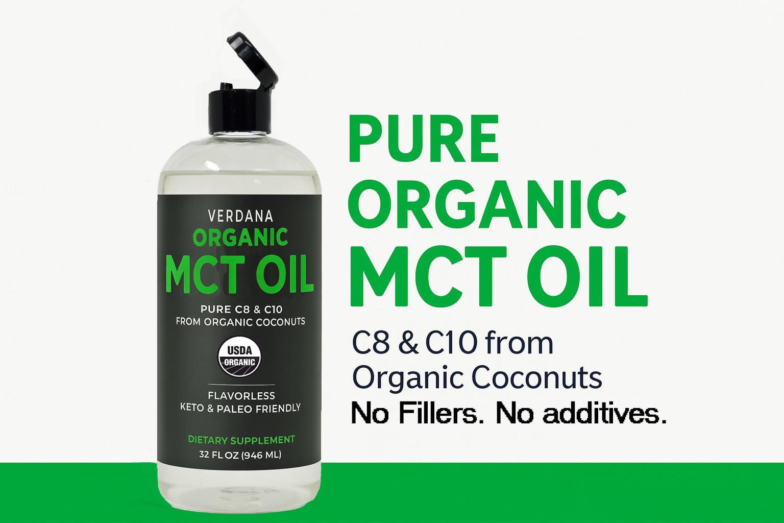 Verdana MCT Oil 939g bottle side view showing label details