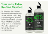 Verdana MCT Oil 939g with organic coconuts in background
