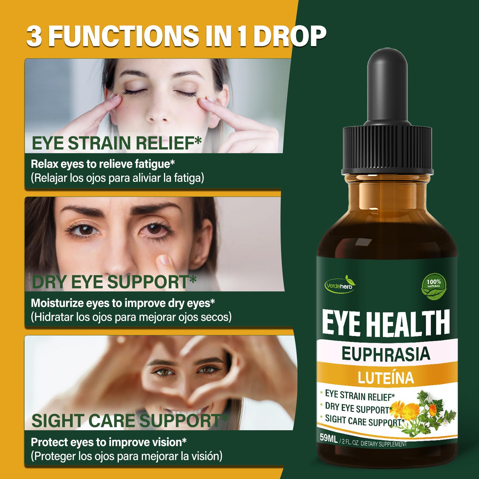 Verdeherb Eye Health Drops 30ml bottle back view