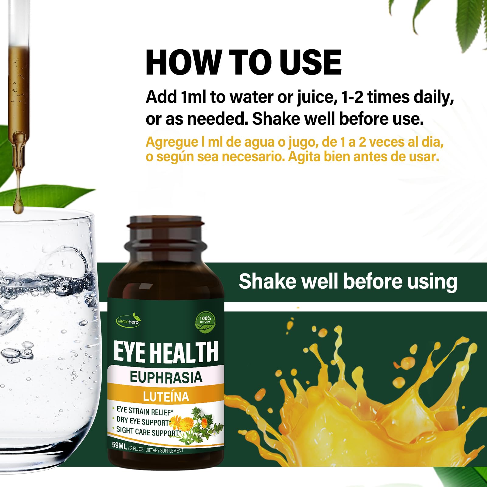 Verdeherb Eye Health Drops with ingredients display