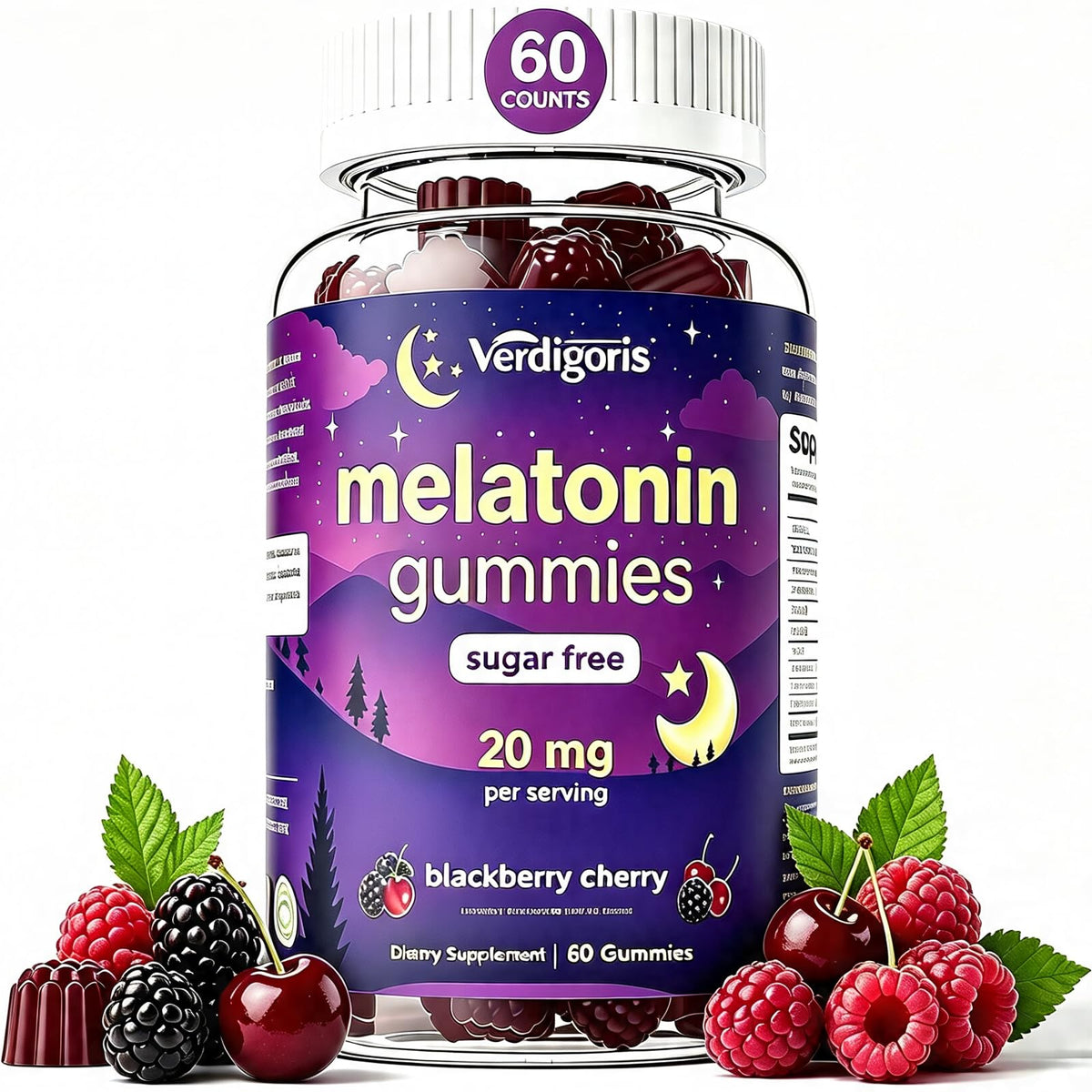 Verdigoris Melatonin Gummies 20mg front view packaging