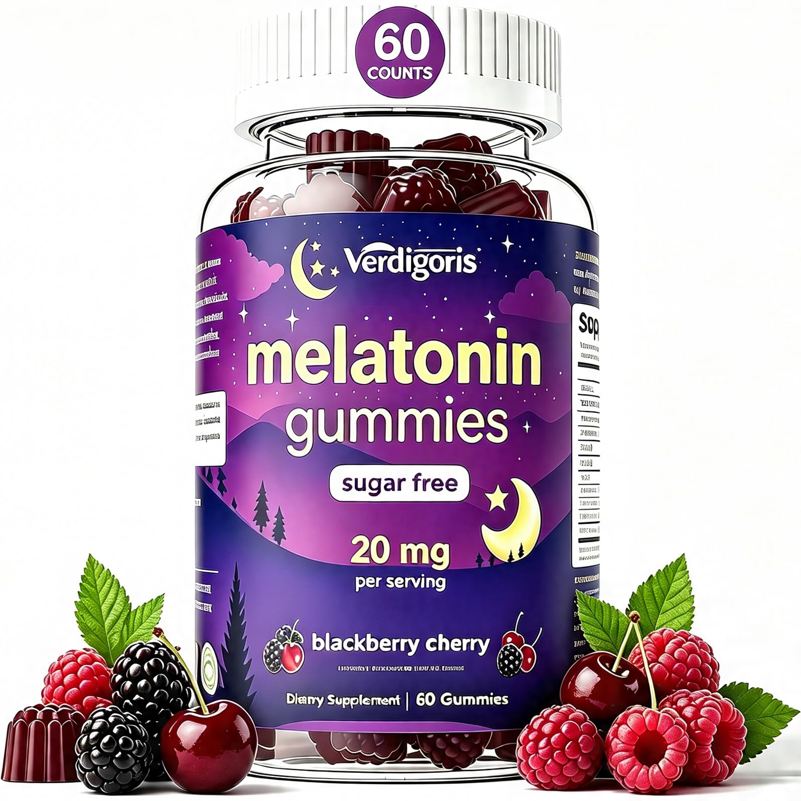 Verdigoris Melatonin Gummies 20mg front view packaging