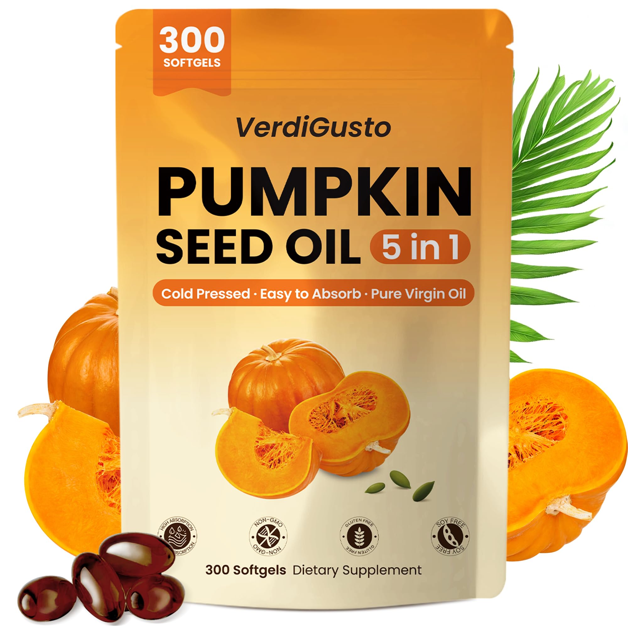 VerdiGusto Pumpkin Seed Oil Softgels 500mg front view
