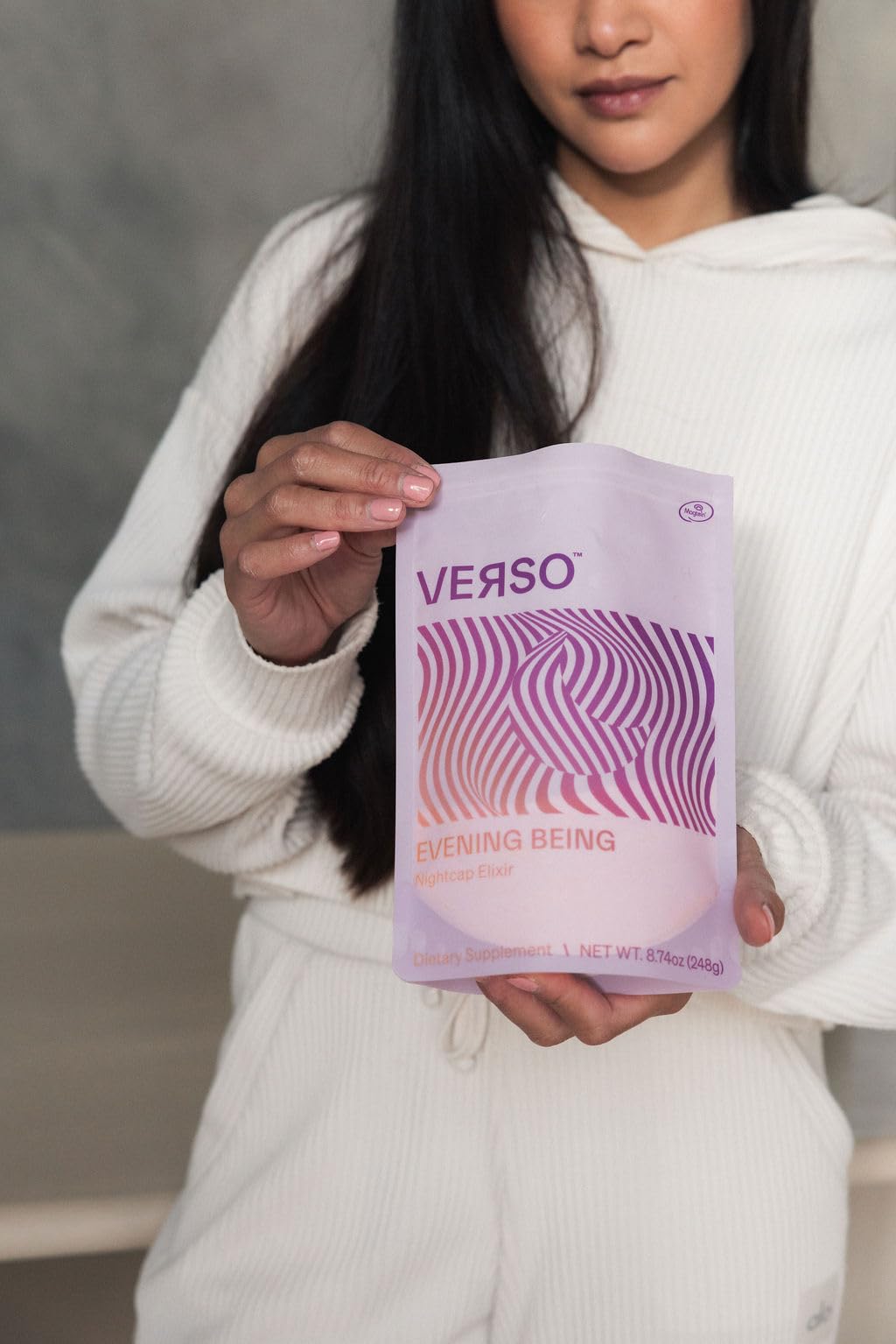 Verso Evening Being supplement in a lifestyle setting