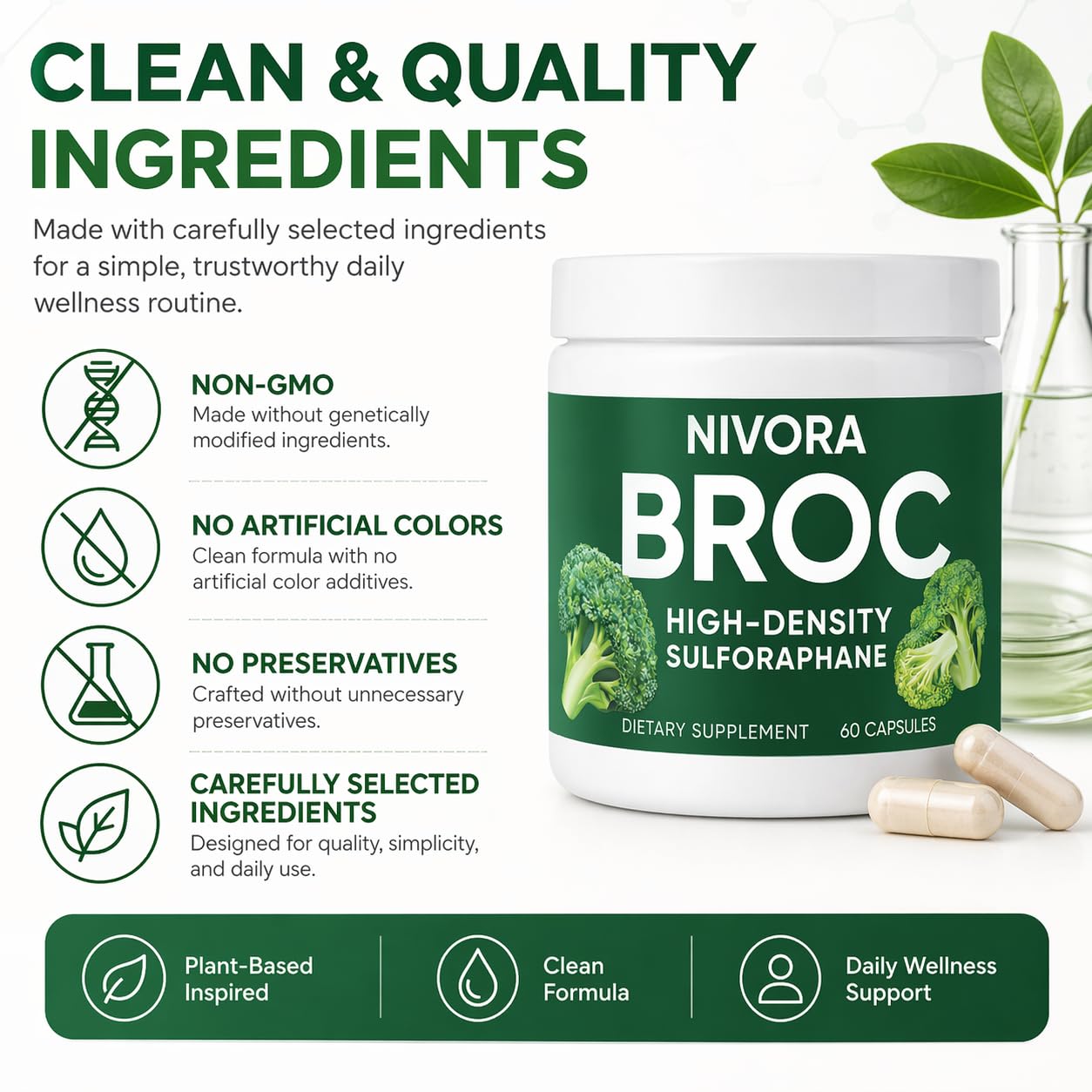 VERTISOOTH High-Density Sulforaphane Capsules on a kitchen counter