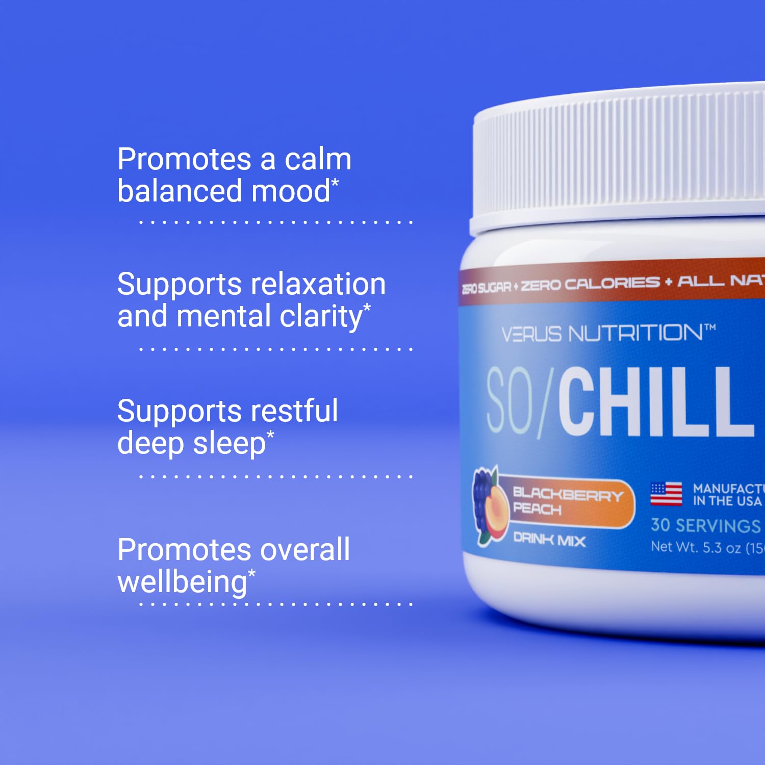 VERUS NUTRITION SoChill Powdered Drink Mix Blackberry Peach ingredients list