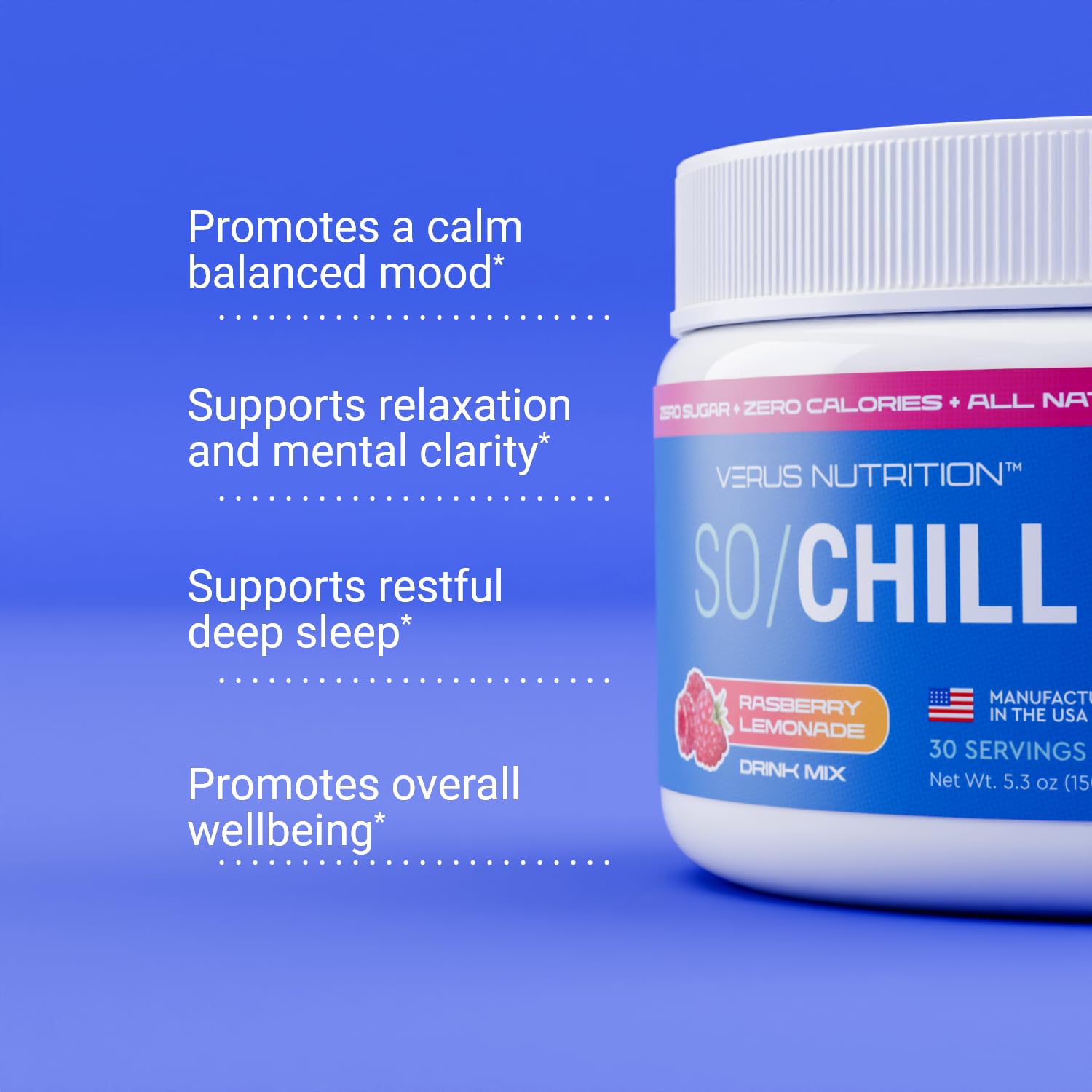 VERUS NUTRITION SoChill Powdered Drink Mix Tropical Drift ingredients close-up