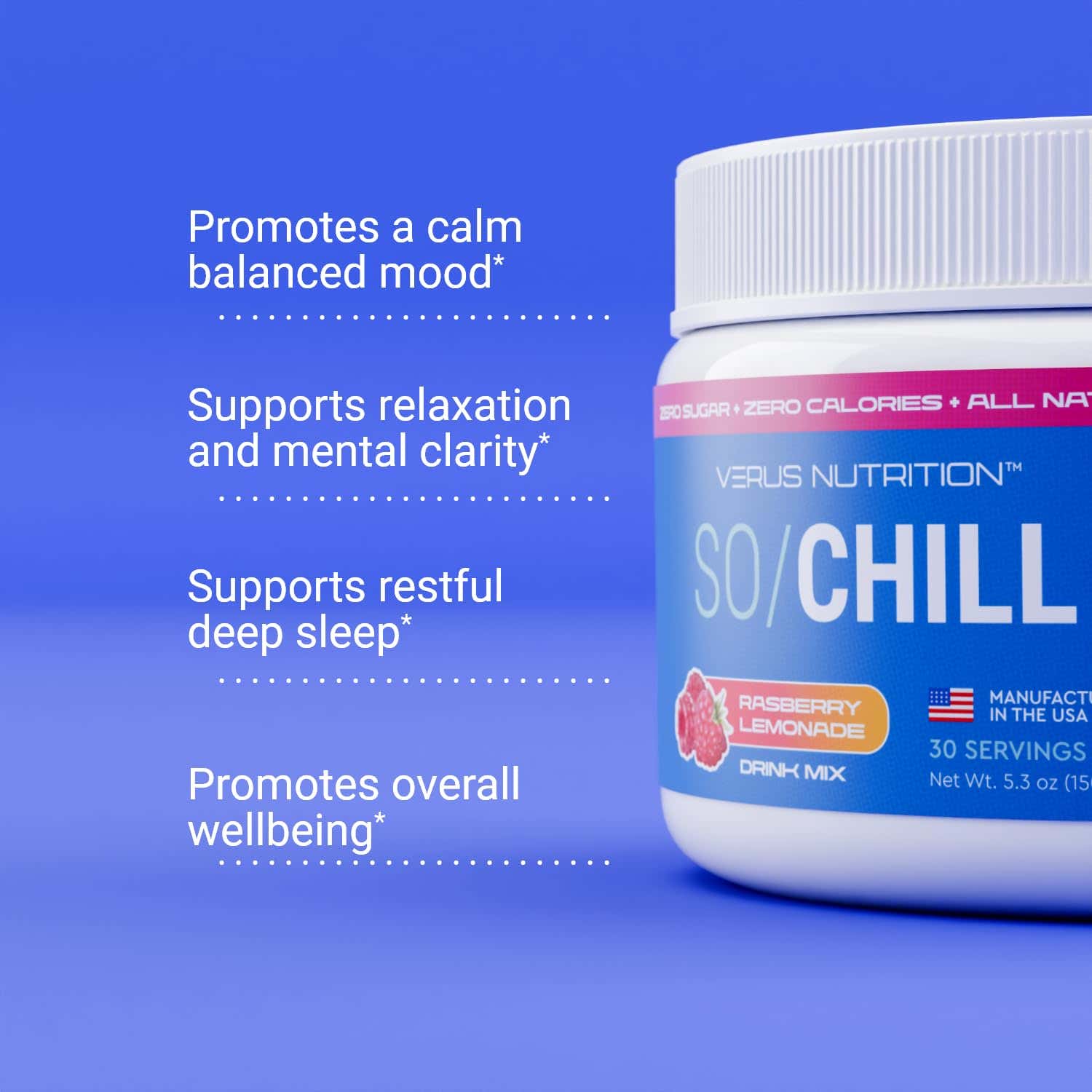 VERUS NUTRITION SoChill Powdered Drink Mix Tropical Drift ingredients close-up
