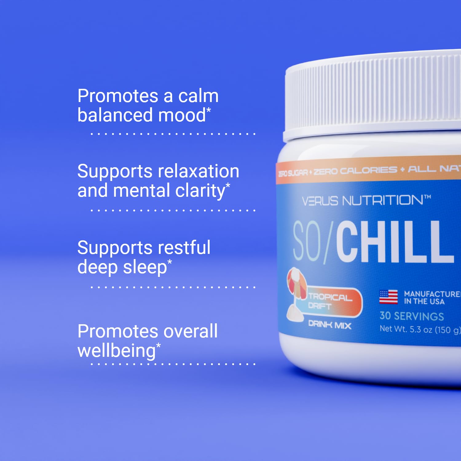 VERUS NUTRITION SoChill Powdered Drink Mix Tropical Drift serving suggestion