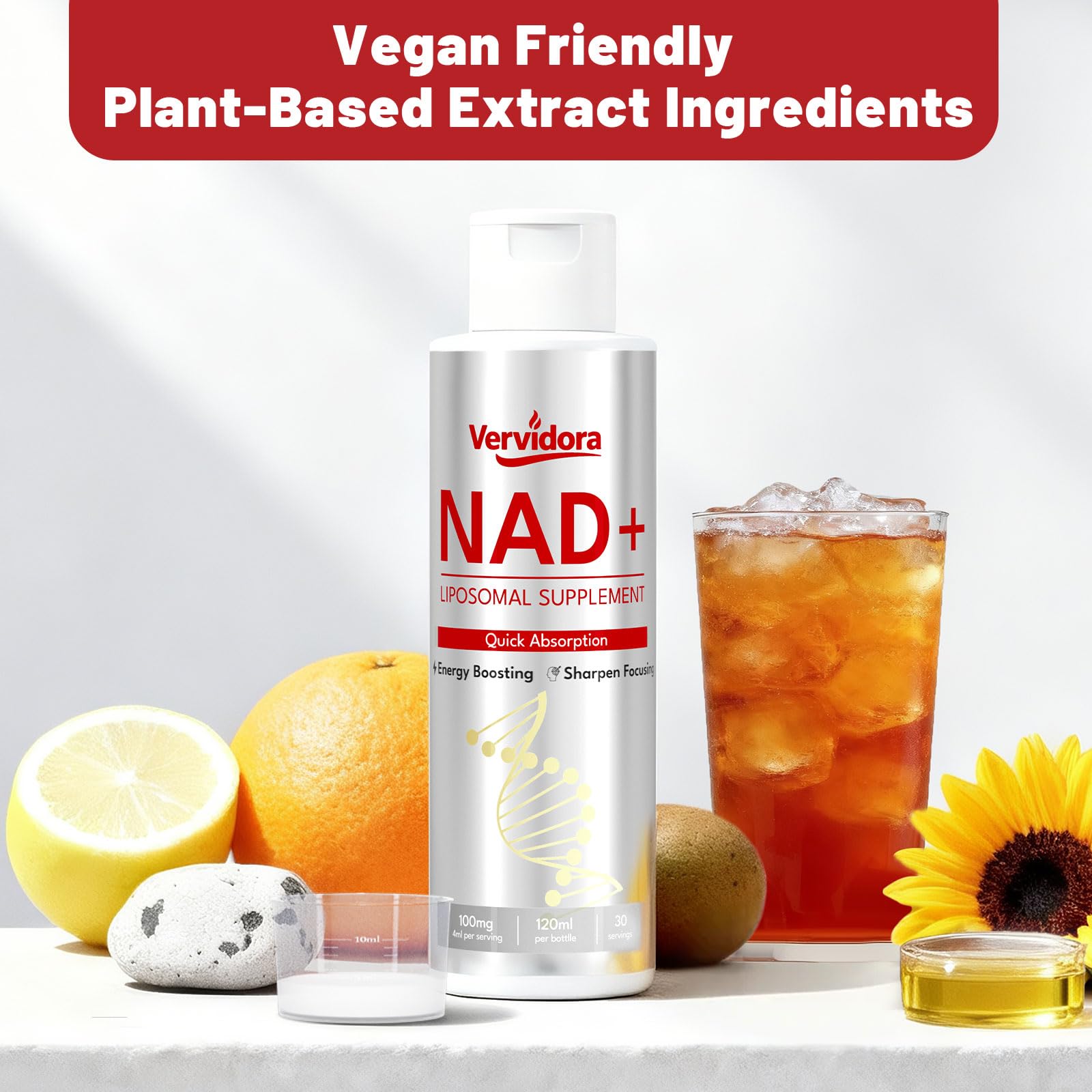 Vervidora NAD+ Liposomal Supplement 41g lifestyle scene