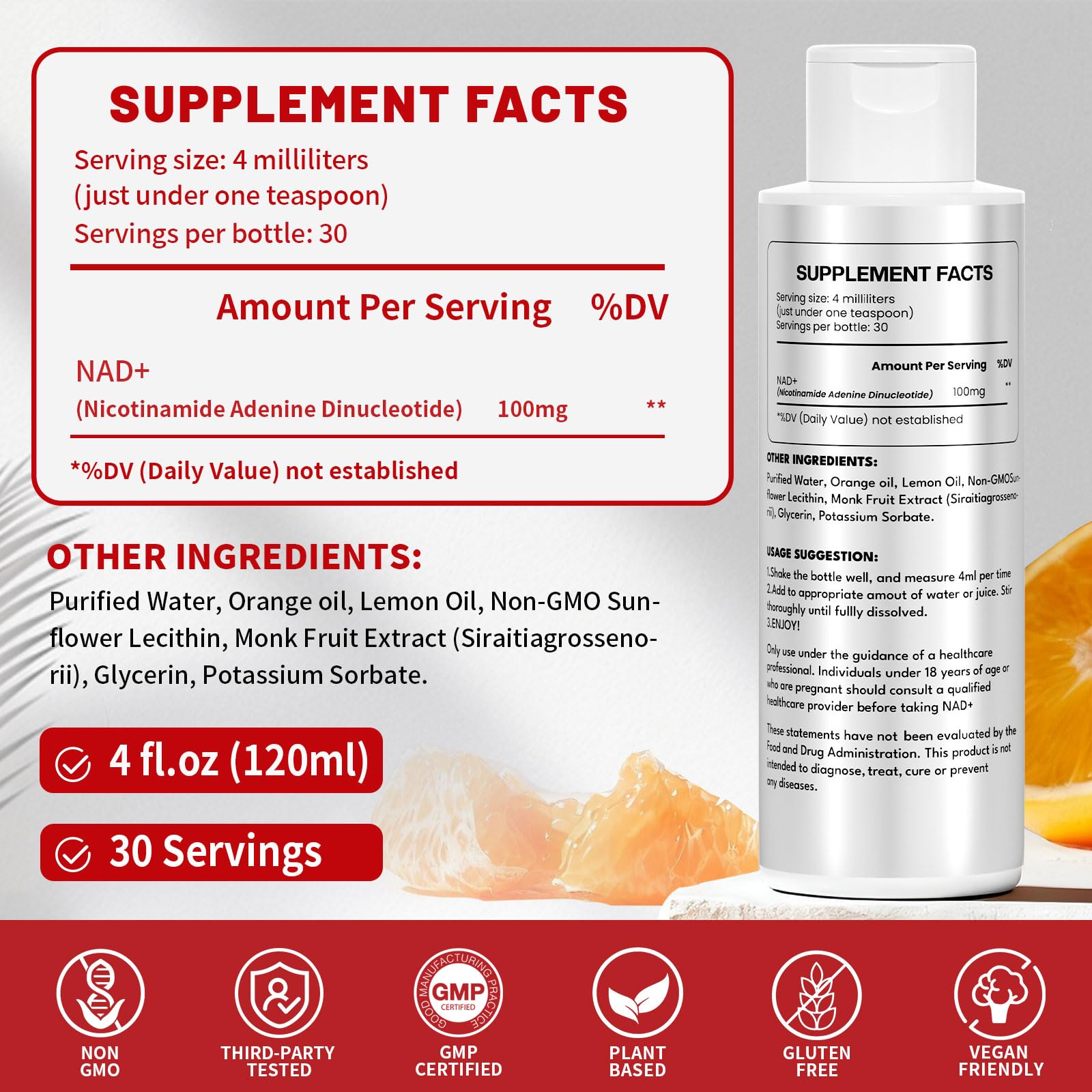 Vervidora NAD+ Liposomal Supplement 41g side view