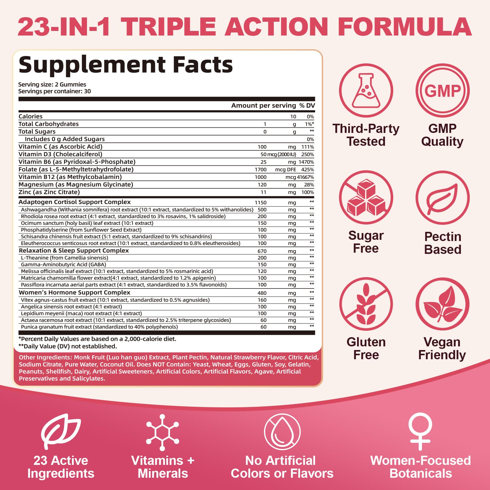 Vesmeris Cortisol Supplements for Women ingredients list